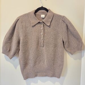 A New Day Brown Knit Polo Sweater